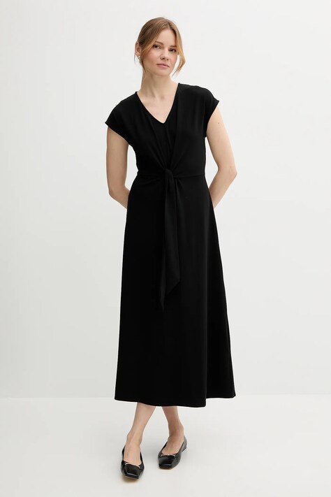 United Colors of Benetton sukienka kolor czarny maxi rozkloszowana 3FJHDV01T