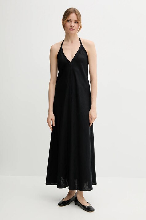 United Colors of Benetton rochie din in culoarea negru, maxi, evazati, 4AGHDV0BF