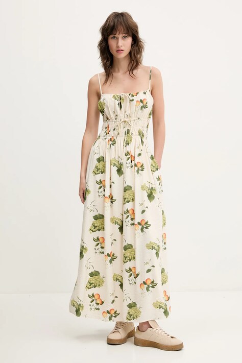 Abercrombie & Fitch rochie culoarea bej, maxi, evazată, KI159-5571