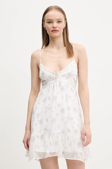 Šaty Hollister Co. bílá barva, mini, KI359-5096