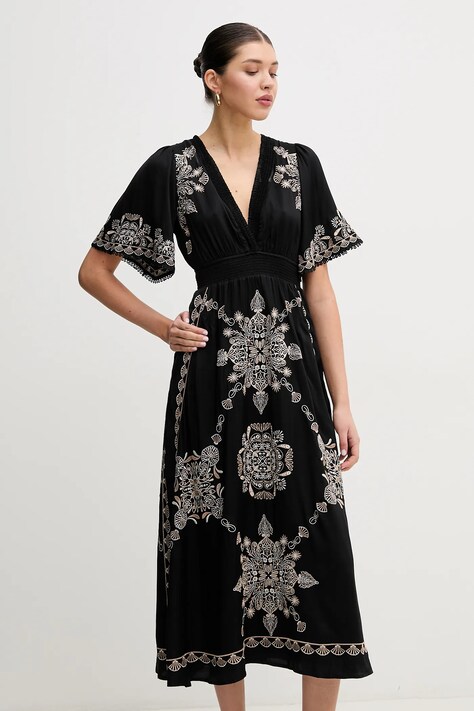 Hale BOB rochie Katalina culoarea negru, midi, evazată, 4YEP642A