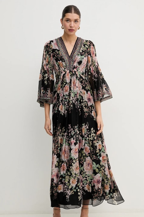 Hale BOB rochie din amestec de mătase Alanna culoarea negru, maxi, evazată, 4YPR652A
