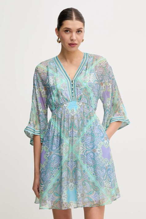 Φόρεμα από συνδιασμό μεταξιού Hale BOB Emerie χρώμα: τιρκουάζ, 4ZYR674A