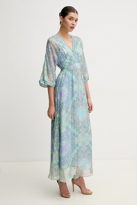 Φόρεμα από συνδιασμό μεταξιού Hale BOB Emerie χρώμα: τιρκουάζ, 4ZYR674M
