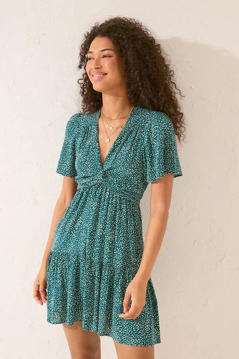 women'secret rochie culoarea verde, mini, evazată, 5549922