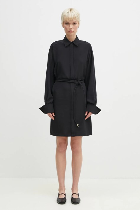 Sportmax sukienka jedwabna Eolie kolor czarny mini prosta 2512221031600