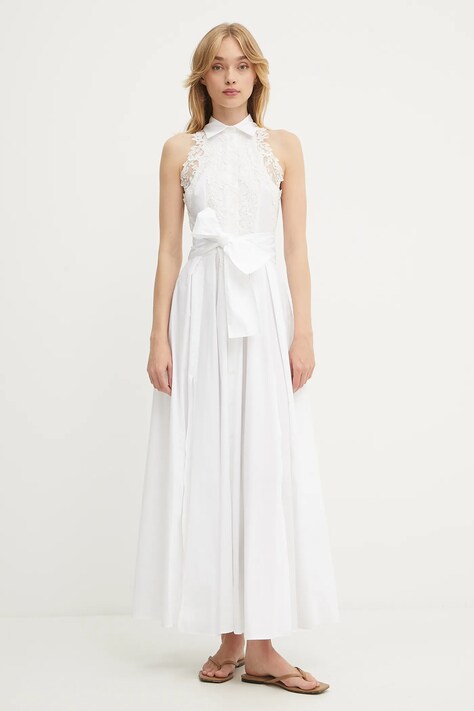Ermanno Scervino rochie din bumbac culoarea alb, maxi, evazați, D464Q613OVZ