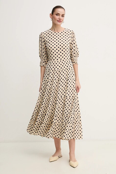 Pedro del Hierro rochie culoarea bej, maxi, evazată, 3819809