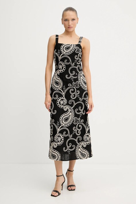 Pedro del Hierro rochie din amestec de in culoarea negru, maxi, mulata, 3819830