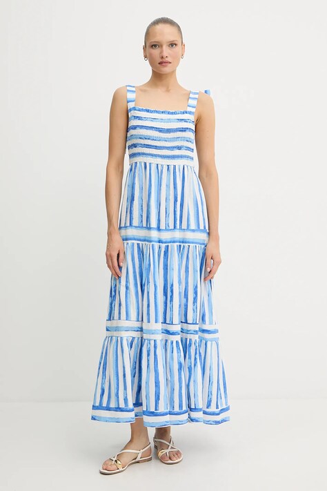 Λινό φόρεμα Pedro del Hierro χρώμα: μοβ, 3819823