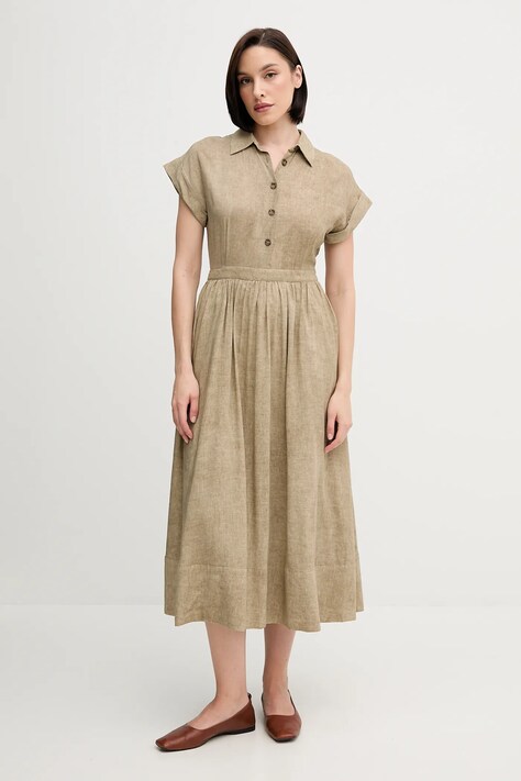 Pedro del Hierro rochie din amestec de in culoarea verde, maxi, evazați, 3819816