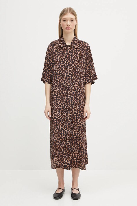 Сукня Anine Bing Julia Dress колір коричневий midi oversize A.02.0491