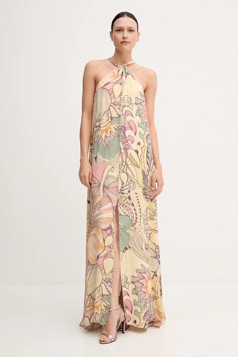 Sandro Ferrone rochie culoarea bej, maxi, evazată, S18XBERANDOM