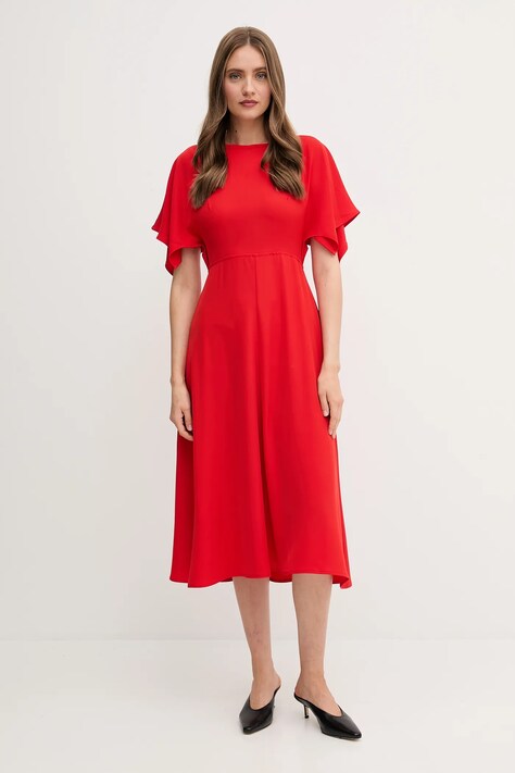 Sandro Ferrone rochie culoarea rosu, midi, evazată, S23XBEBRANCALEONE