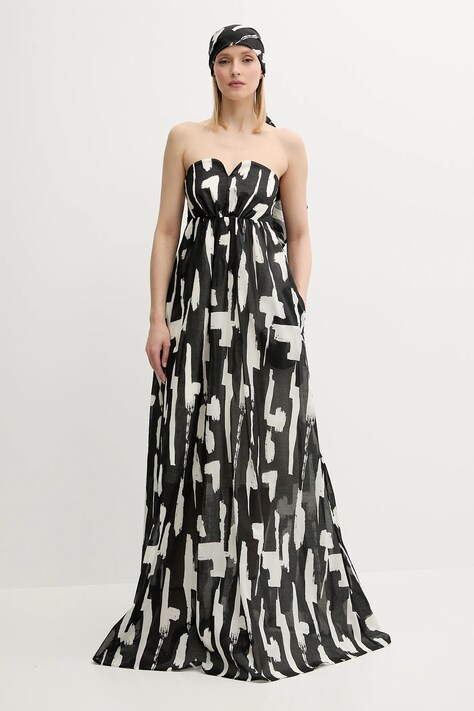 MMC STUDIO rochie din bumbac culoarea negru, maxi, evazați, EXOTIC
