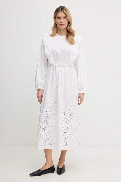 A.P.C. sukienka bawełniana Robe Ginger kolor biały midi rozkloszowana COHFF.F35154