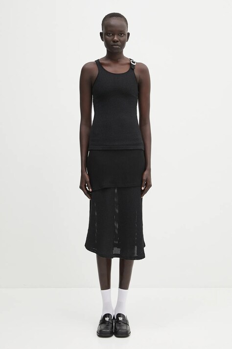 Wales Bonner ruha Serenity fekete, maxi, harang alakú, WS25JE20.JE02.999