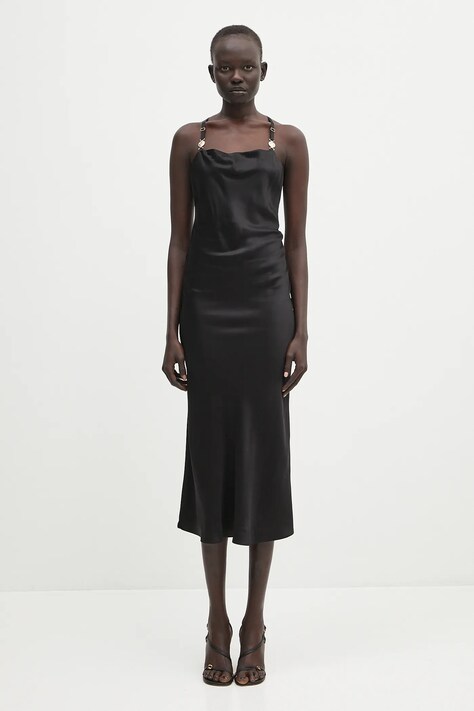 Marine Serre vestito Satin Slip colore nero  WDR302B.CWOV0056