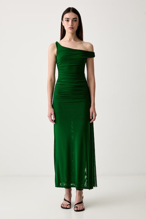 Bardot rochie spaniolă verde simplă 59512DB