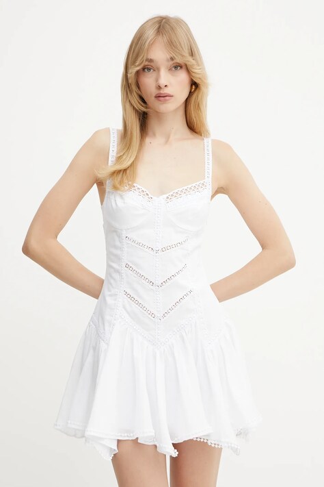 Charo Ruiz Ibiza rochie Lira culoarea alb, mini, evazată, 251601