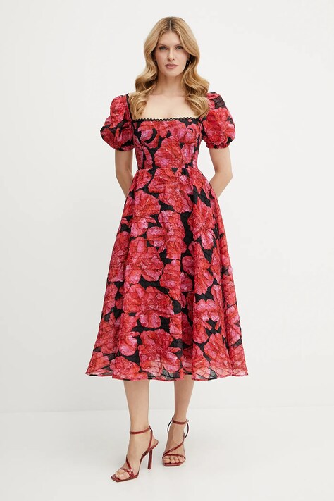 Charo Ruiz Ibiza rochie Kyan culoarea roz, midi, evazată, 252614