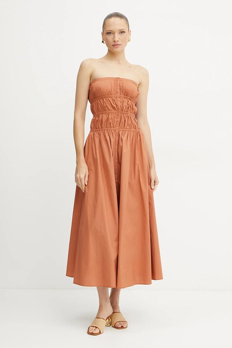 Forte Forte rochie din bumbac culoarea portocaliu, midi, evazată, 13850 my dress