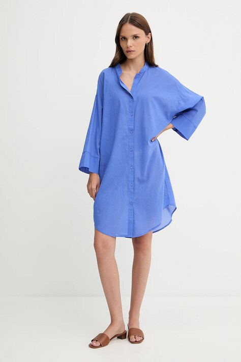 Bombažna obleka United Colors of Benetton vijolična barva, 4DW35V02K