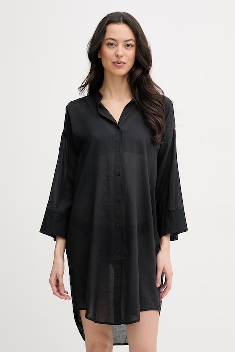 United Colors of Benetton рокля тип риза от памук черна 4DW35V02K