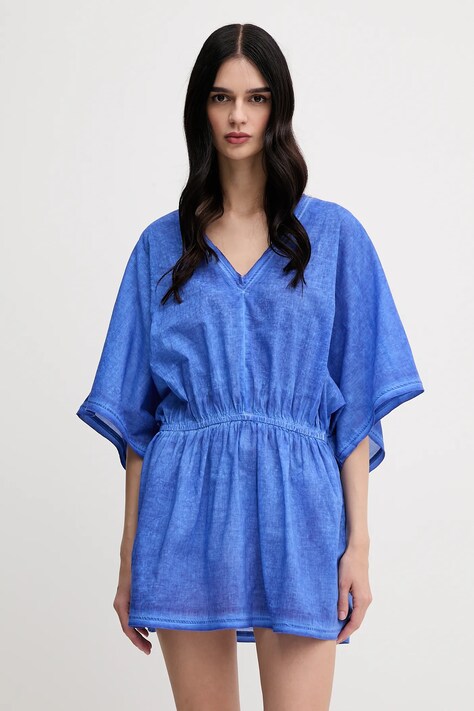 Βαμβακερό φόρεμα United Colors of Benetton χρώμα: μοβ, 4OPJ5V02G