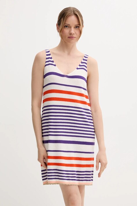 United Colors of Benetton rochie din bumbac culoarea violet, mini, drept, 11945V006