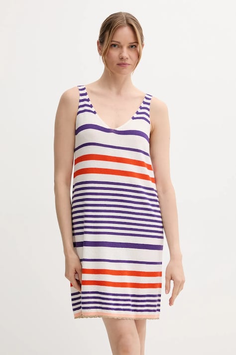 United Colors of Benetton rochie din bumbac culoarea violet, mini, drept, 11945V006
