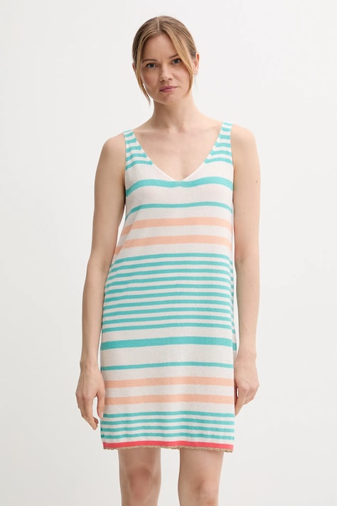 United Colors of Benetton rochie din bumbac culoarea turcoaz, mini, drept, 11945V006