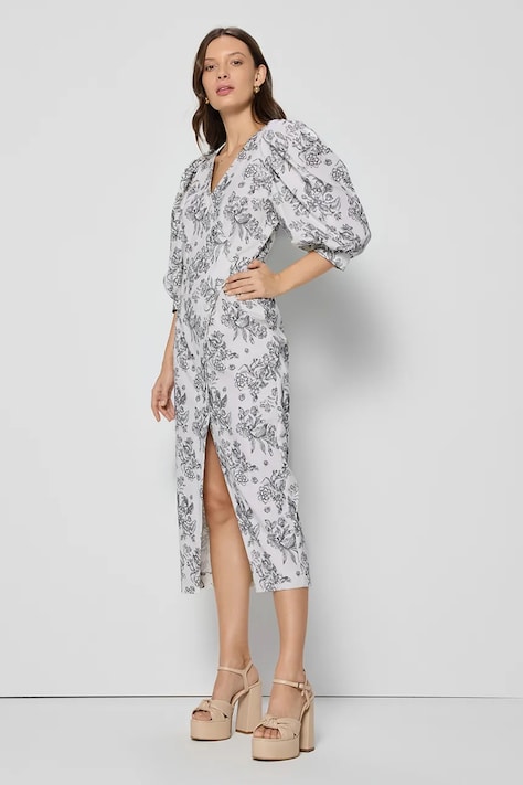 Bavlněné šaty Bizuu APPO BANDO bílá barva, midi, APPO_BANDO_BIAŁY_SS25