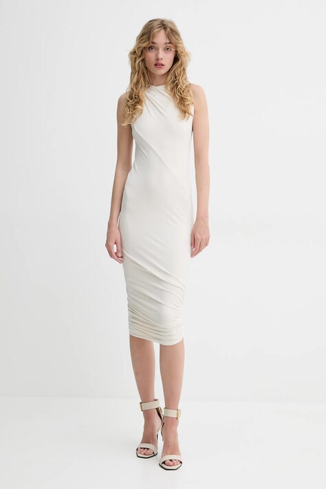 Rick Owens Lilies sukienka kolor beżowy midi dopasowana LI01E4519CVI