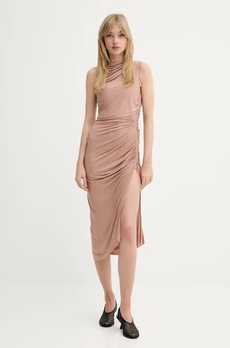 Rick Owens Lilies sukienka kolor beżowy midi dopasowana LI01E4524RV