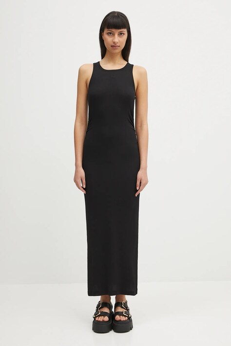 GANNI sukienka Soft Cotton Rib Tank Top Long kolor czarny maxi dopasowana T3935