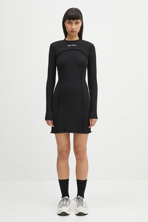 Сукня Palm Angels Classic Logo Rib колір чорний mini облягаюча PWDH004C99FAB0011003