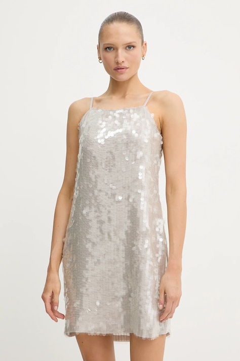 Sisley rochie culoarea gri, mini, drept, 4Z5JLV07G