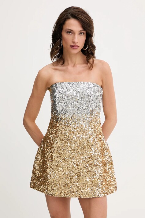 Retrofete rochie Kameron culoarea auriu, mini, evazati, HL25-10636