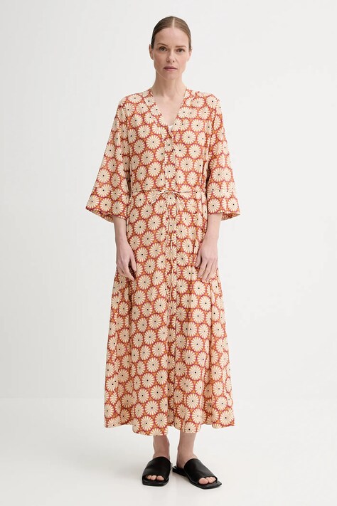 Marc O'Polo rochie din bumbac culoarea maro, maxi, oversize, 504080921145