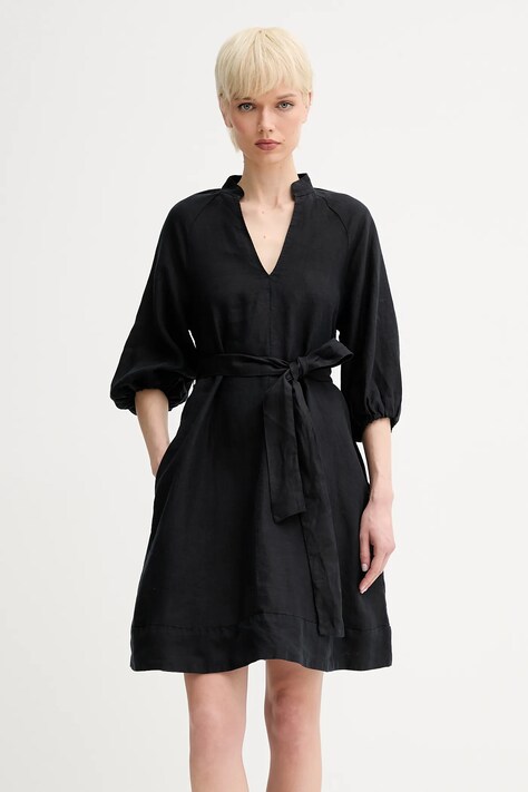 Marc O'Polo rochie din in culoarea negru, mini, dreaptă, 504113521175