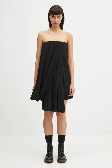 Шерстяное платье JW Anderson Draped Bustier цвет чёрный mini прямое DR0464.PG1797.999