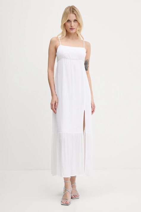 Hollister Co. rochie culoarea alb, maxi, evazați, KI359-1309