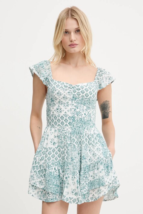 Hollister Co. rochie culoarea alb, mini, evazați, KI359-5163