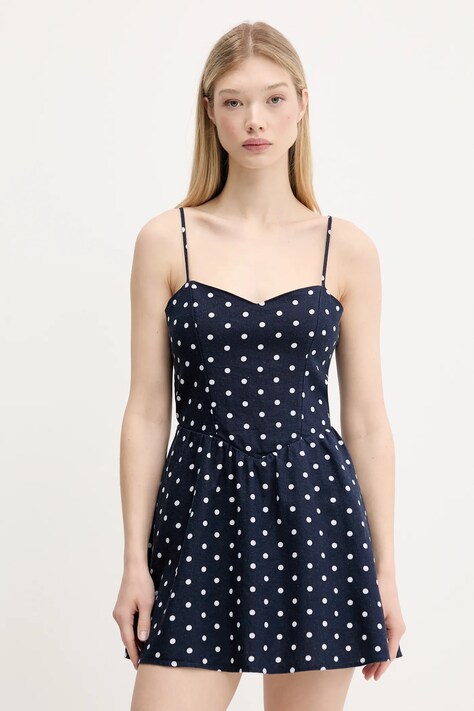 Hollister Co. rochie din in culoarea bleumarin, mini, evazati, KI359-5224
