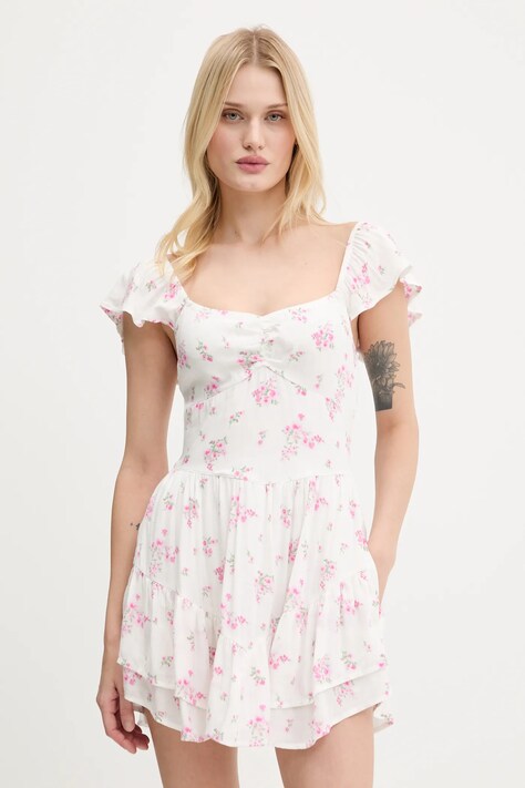 Hollister Co. rochie culoarea alb, mini, evazați, KI359-5241