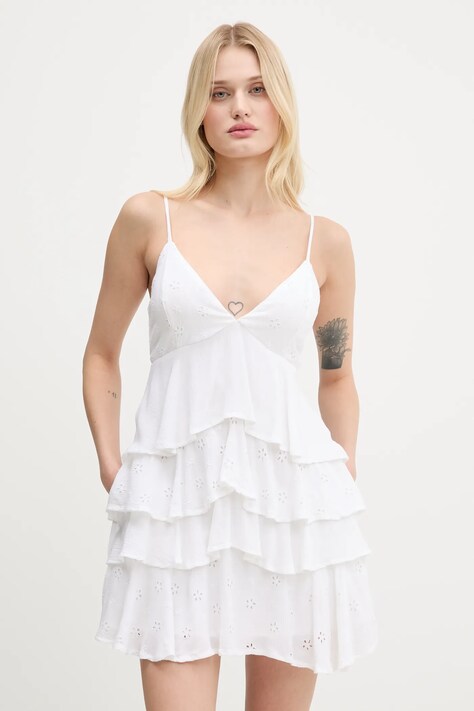 Hollister Co. rochie culoarea alb, mini, evazați, KI359-5362