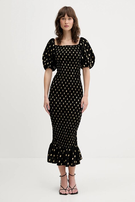 Never Fully Dressed rochie culoarea negru, midi, mulată, NFDDR2155