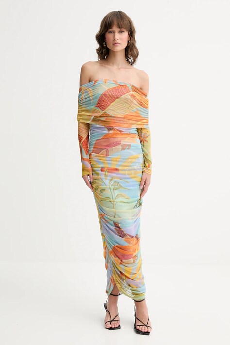 Never Fully Dressed sukienka kolor zielony midi dopasowana NFDDR1814
