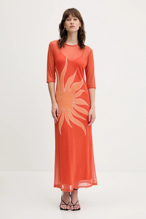 Never Fully Dressed rochie culoarea portocaliu, maxi, dreaptă, NFDDR2111